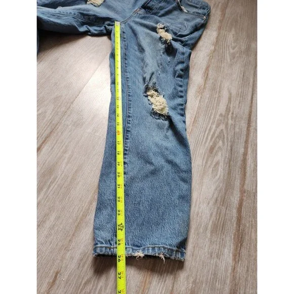 BDG Stretch High Rise Slim Straight Button Fly Blue Denim Jeans Distressed Sz 32 - Picture 10 of 12
